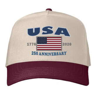 USA 250 -Five-Panel Twill Cap-Khaki Maroon