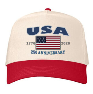 USA 250 -Five-Panel Twill Cap-Natural Red