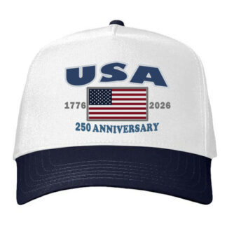 USA 250 -Five-Panel Twill Cap-White Navy Blue