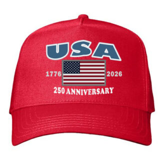 USA 250 -Five-Panel Twill Cap-Red