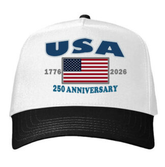 USA 250 -Five-Panel Twill Cap-White Black