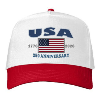 USA 250 -Five-Panel Twill Cap-White Red